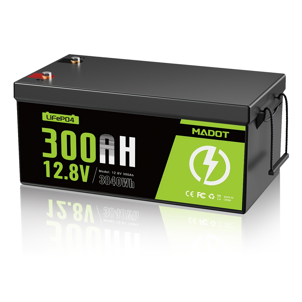 TEMU 12v 300ah Lifepo4 Battery, 200a Bms 3840wh Lithium Iron Phosphate Battery 15000+ Cycles, Low-temp Protection For Rv, Solar, Off-grid Systems,