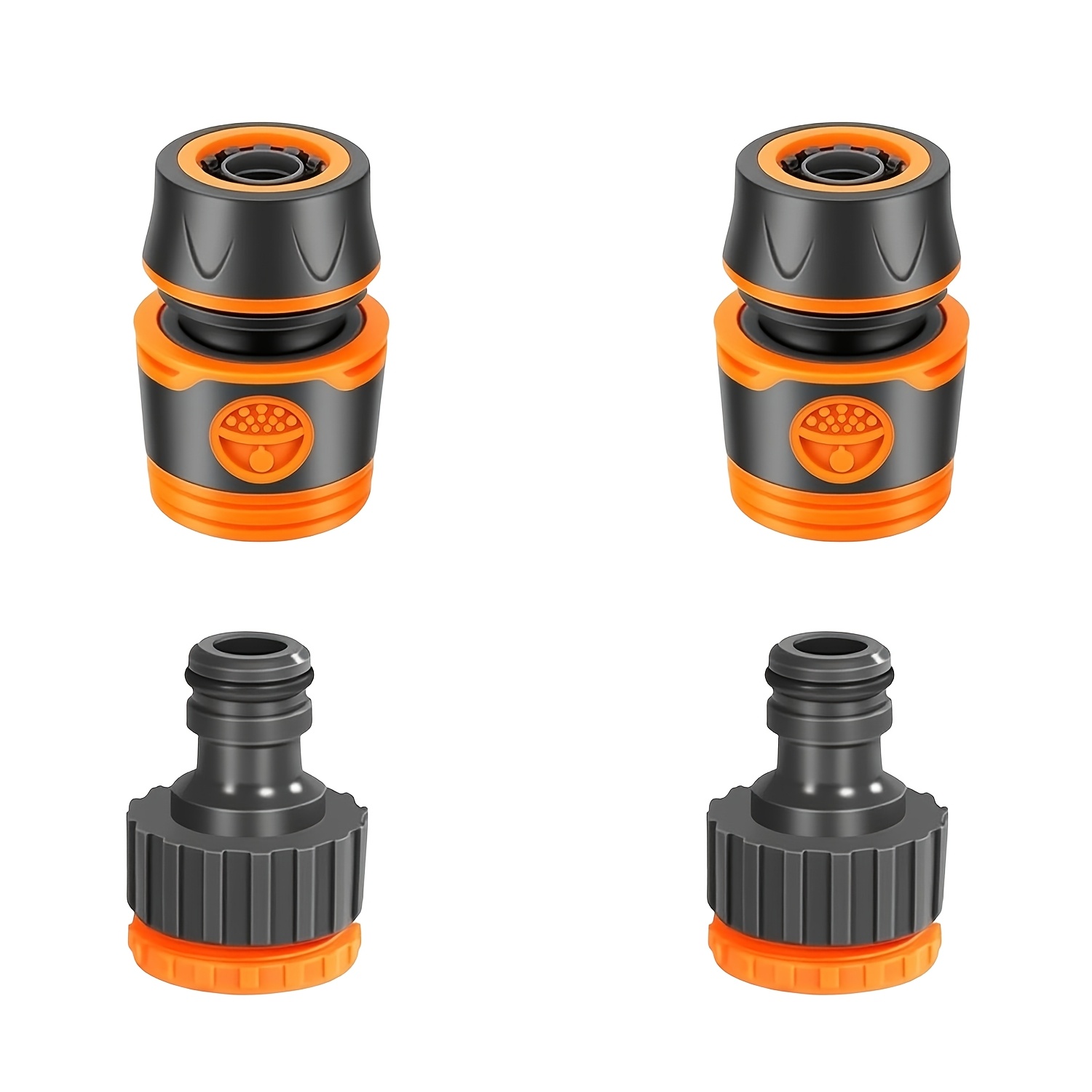 Image of 4pcs Universal Hose Quick Connect Kit, Hose Quick Connectors And Threaded Faucet Adapters, Including 3/4-inch And 1/2-inch, Universal Thread Standard For Europe And America