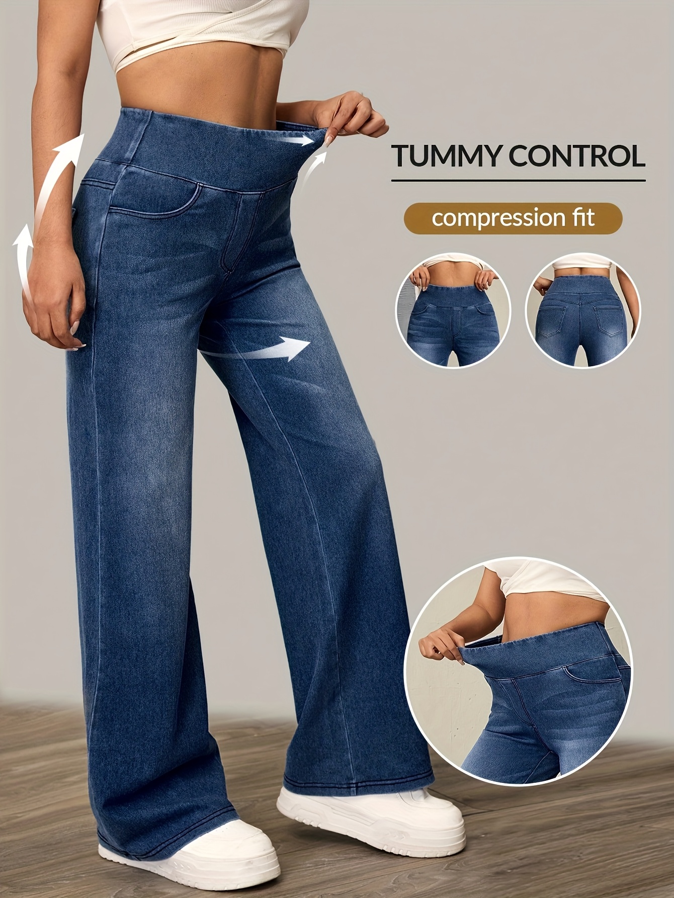 womens high waisted stretchy wide leg pants comfortable elegant and stylish long trousers with pockets   yoga casual attire and formal events high waisted leggings yoga wear elegant design smooth texture 0