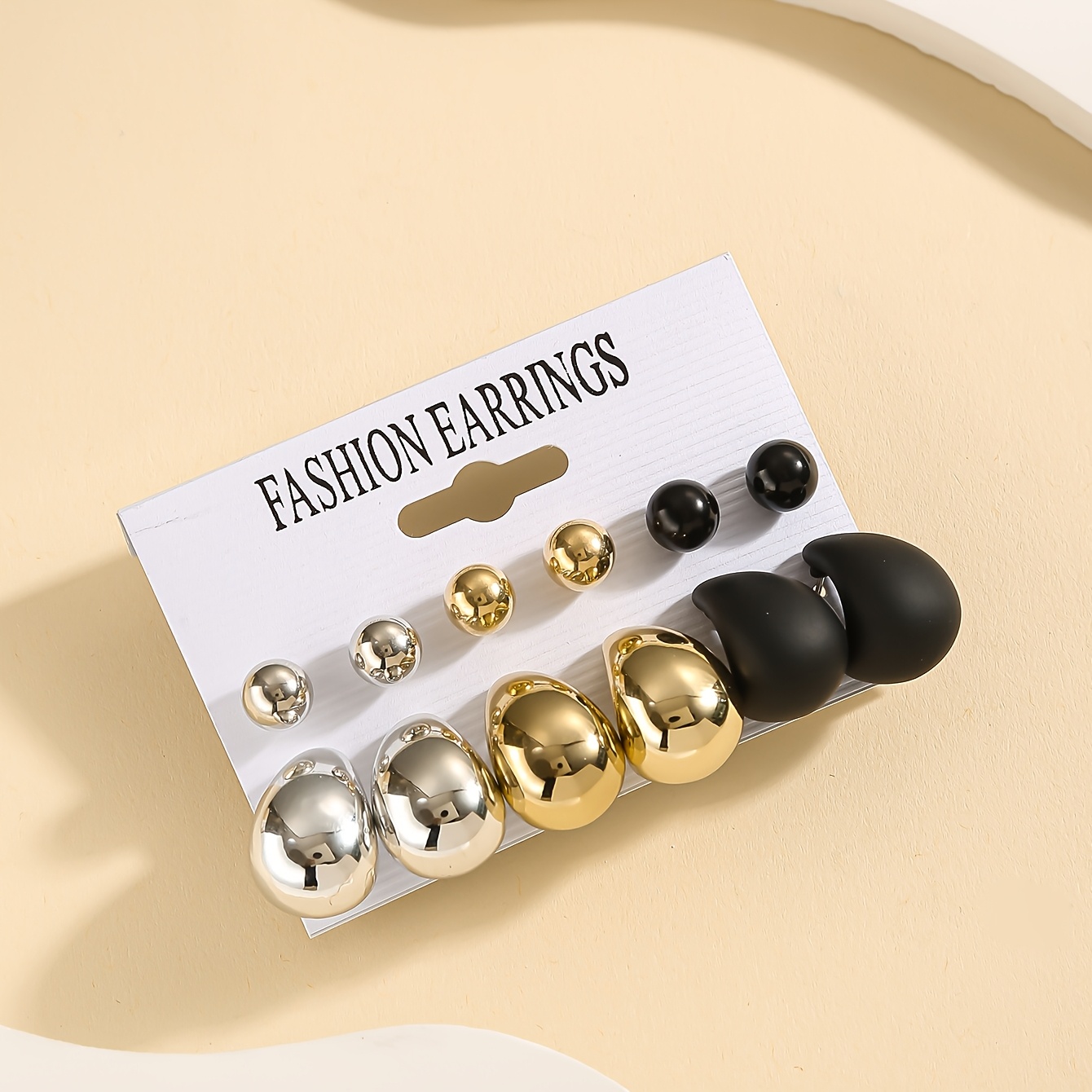 12pcs Classic Drops & Studs Earring Set for Women Golden & Resin
