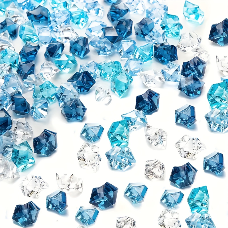TEMU 500 piezas de bloques de hielo acrílico transparente - Rellenos de jarrones, de mesa, gemas de de diamantes para decoración de mesa