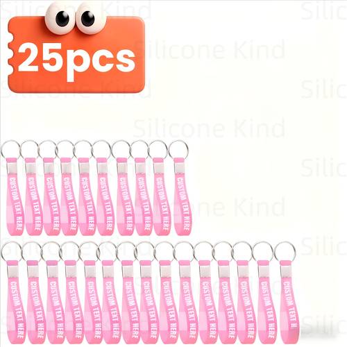 Artikelbild 25 stück personalisierte silikon-schlüsselanhänger mit individuellem text/logo – anpassbare schlüsselringe für events, firmenpräsente, werbeartikel, großbestellungen – erschwingliche personalisierte schlüsselanhänger