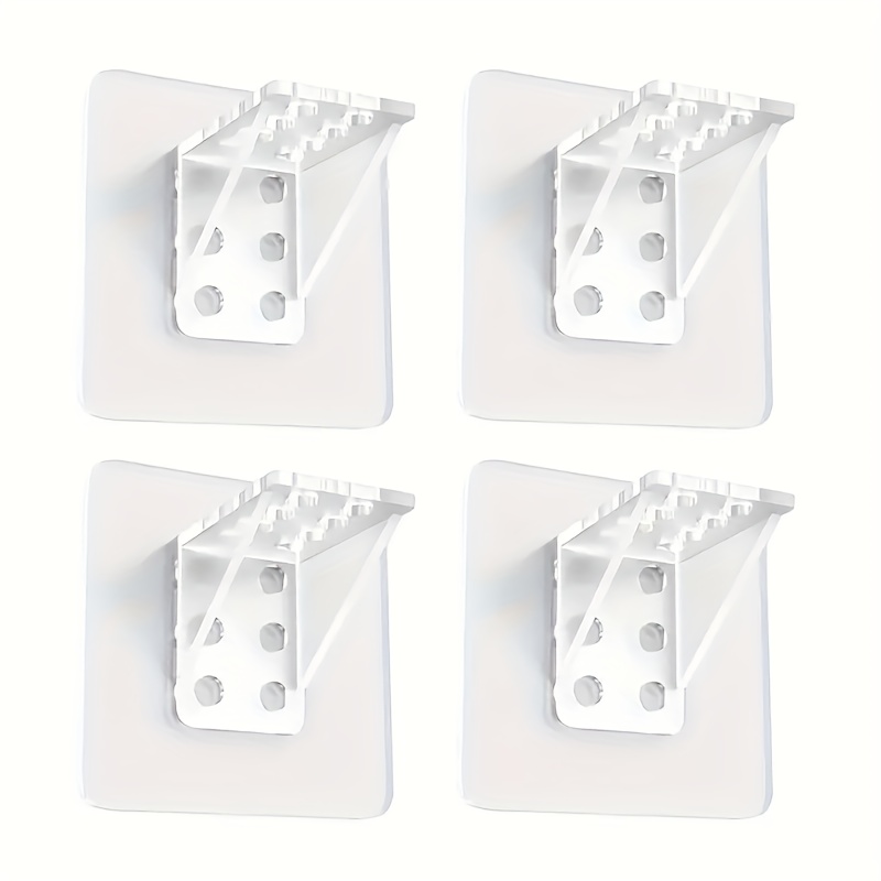TEMU 4pcs Heavy-duty Plastic Shelf Brackets - No Drilling Required, Tiered Shelf Support Holders For Extra-large Shelf Dividers, Cabinet Shelves, And