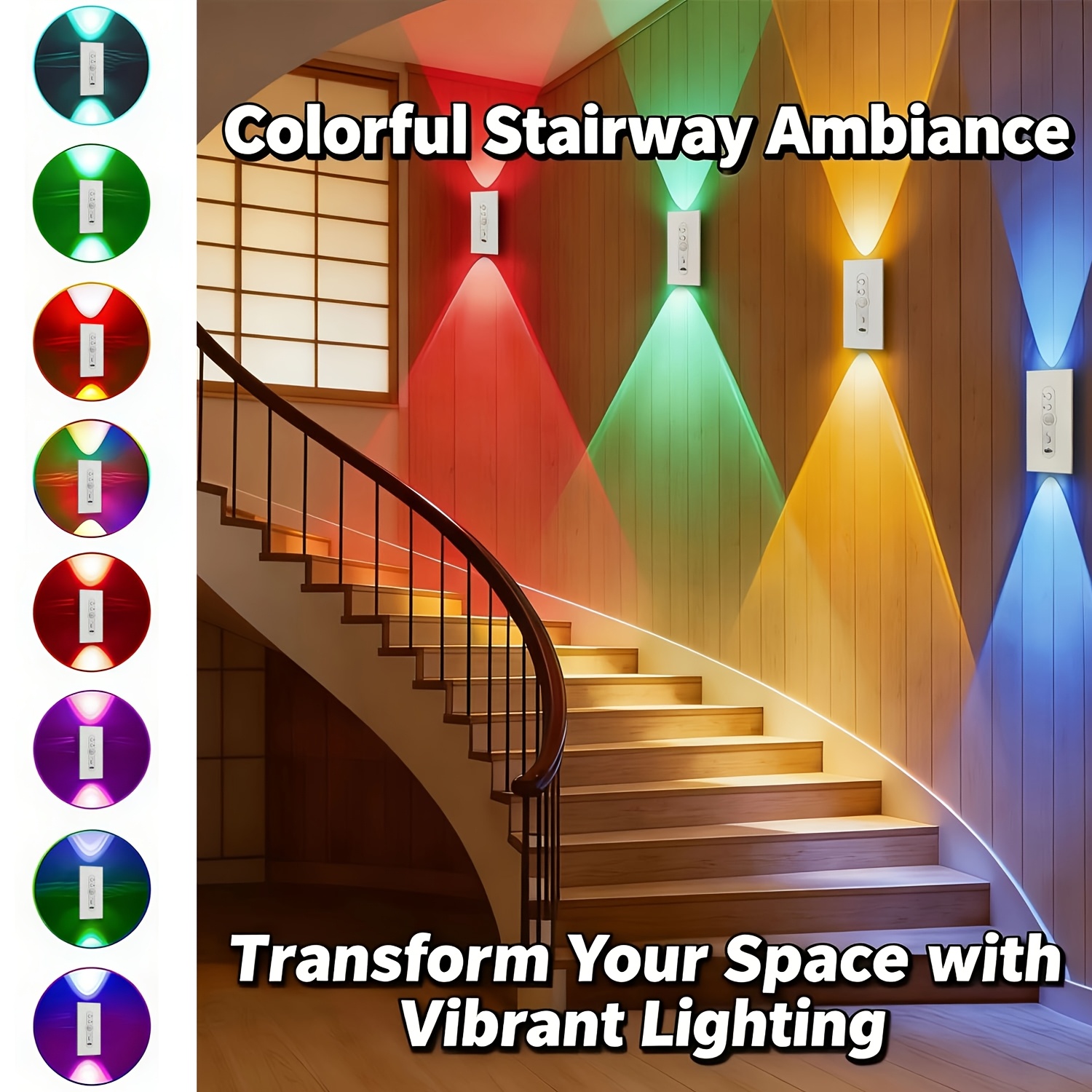 3pcs 7 Color Rechargeable Motion Sensor Wall Light Set