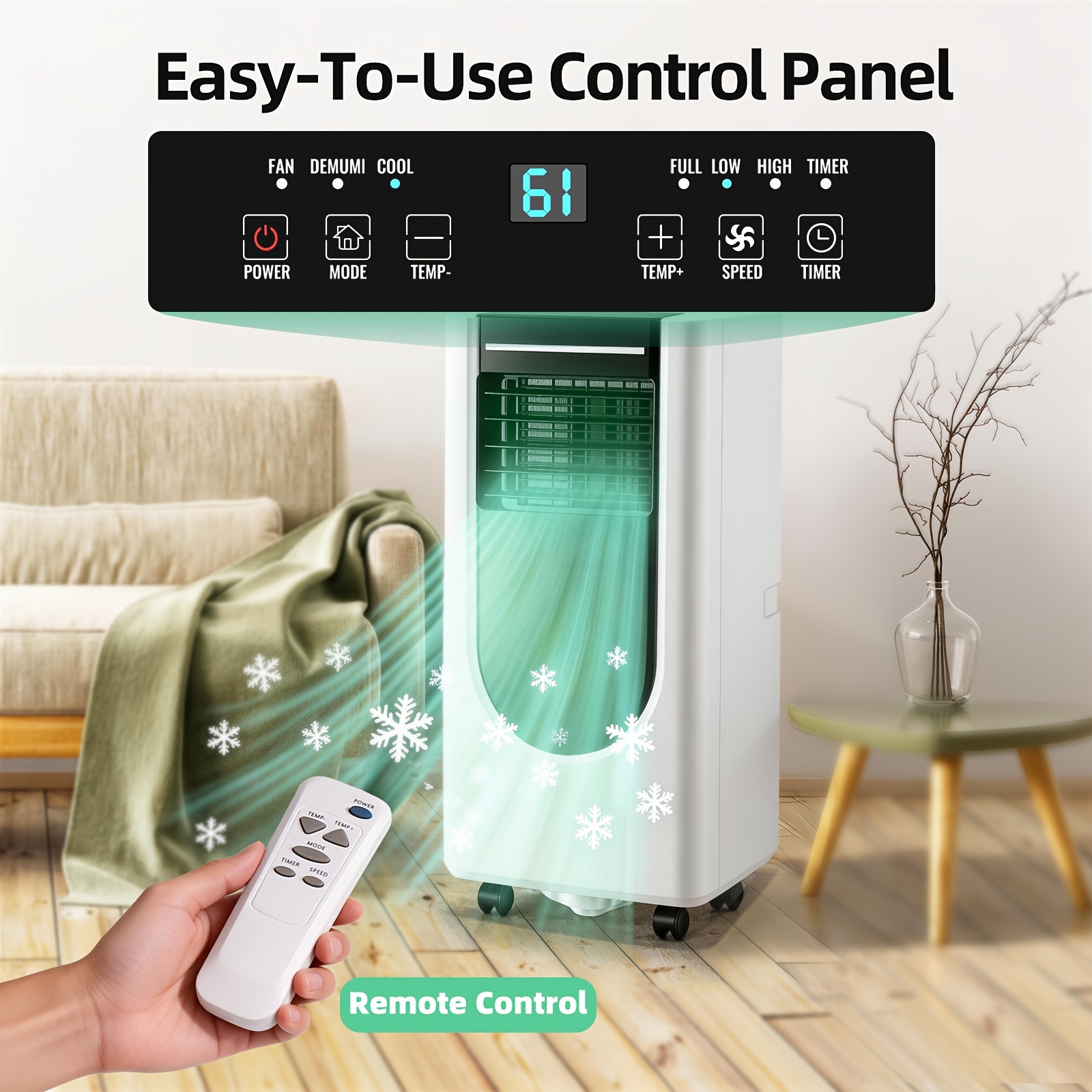 8000 BTU Portable Conditioners&comma; 3-In-1 Cooli...