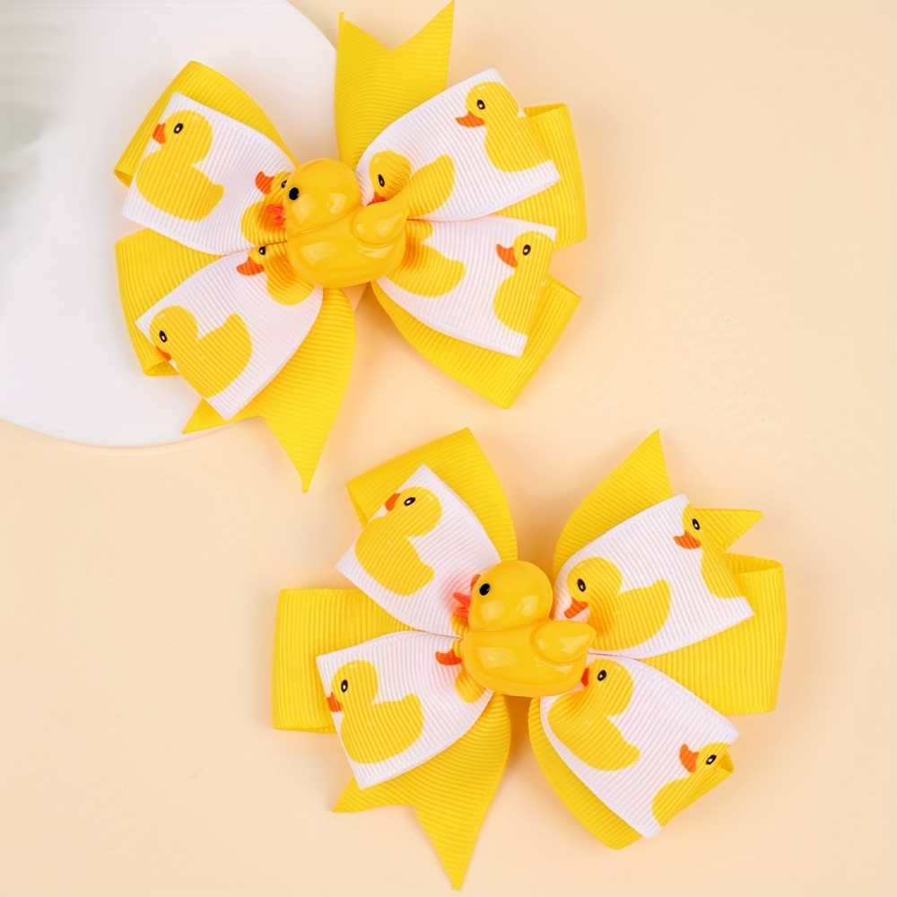 2pcs Creative Hair Bow Clips For Cute Cartoon Duckes Decor Bow Hair Clips Fashionable Hair Additions For Gifts