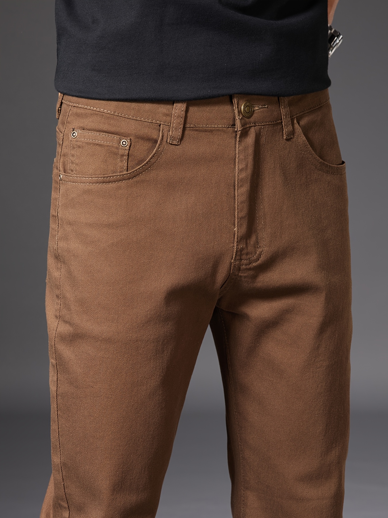 New Men's high-end indoor and outdoor different color coffee casual jeans summer slim straight elastic body shaping versatile Korean version trendy