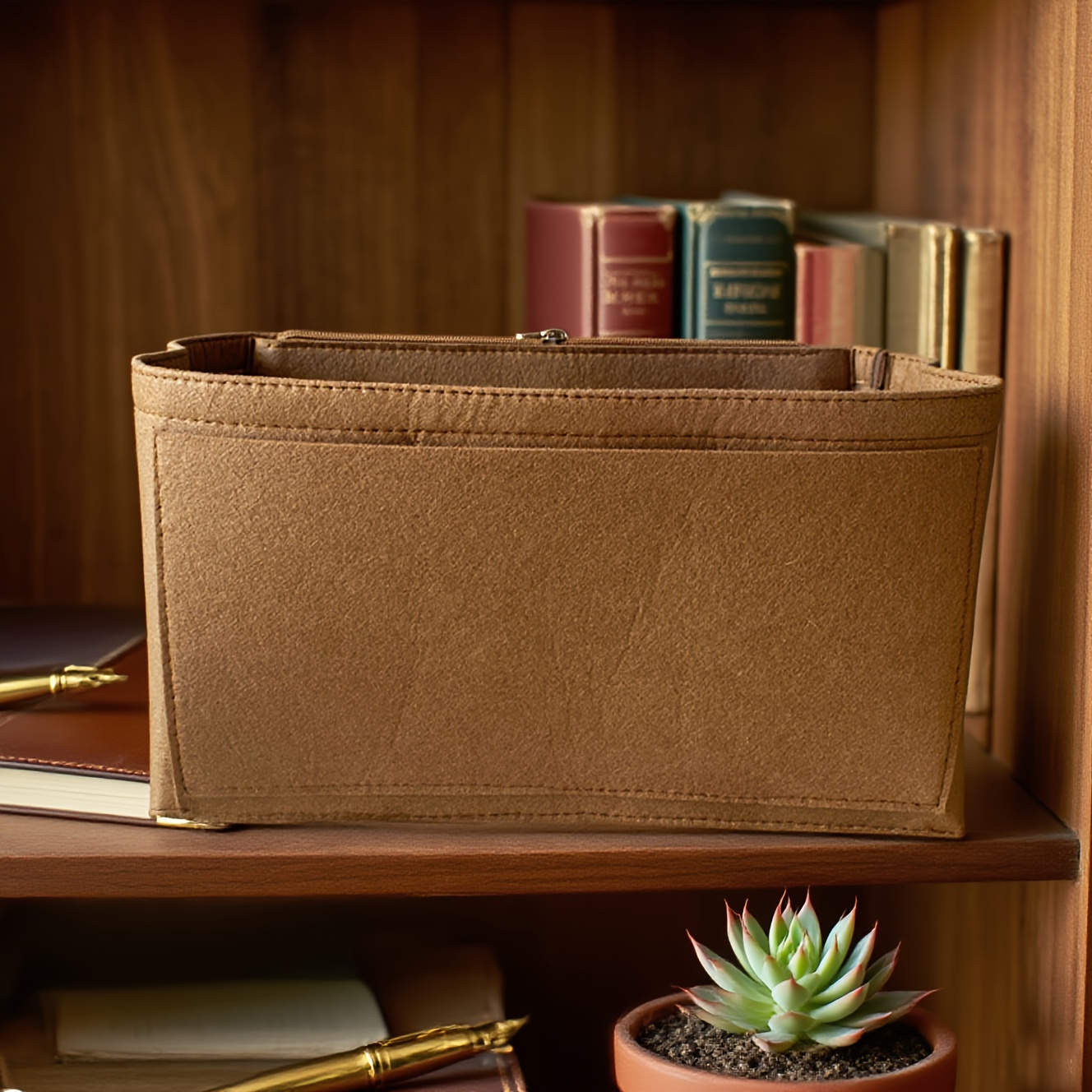 TEMU (ladies Wrist Bag) Durable Felt Insert Bag Style Organization Felt Insert Divider Zipper For Bag Additions, Cosmetic Storage, And Lightweight