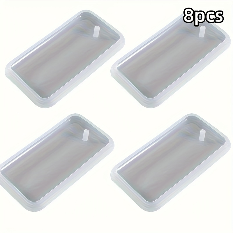 8pcs Perforated Rectangular Keychain Silicone Mold - Transparent Epoxy Resin Casting Mold, Suitable For Handicrafts, Dog Tags, And Unique Gifts, Resin Silicone Mold