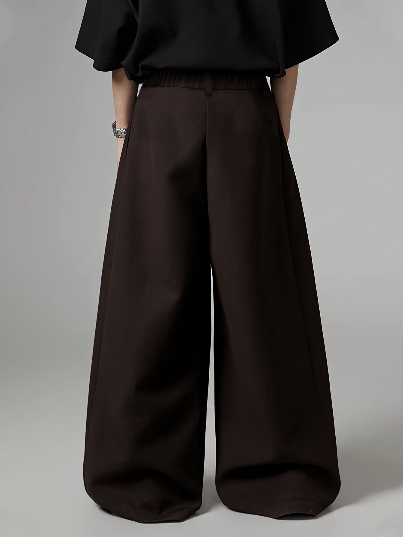 即日発送　DARKFOG Wide-leg Pleats Trousers Wide Leg Pants Woven Mid Waist Pleated Pocket Wide Leg Pants