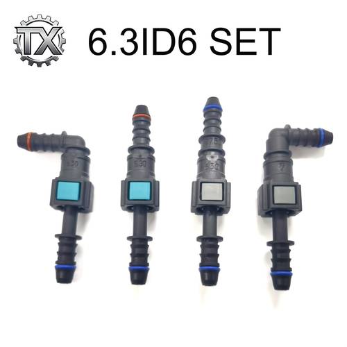 item picture 1 set x 6 3mm id6 universal quick connector kit for automotive fuel hoses and water pipes including straight 90 elbow types standard male and female connectors random color