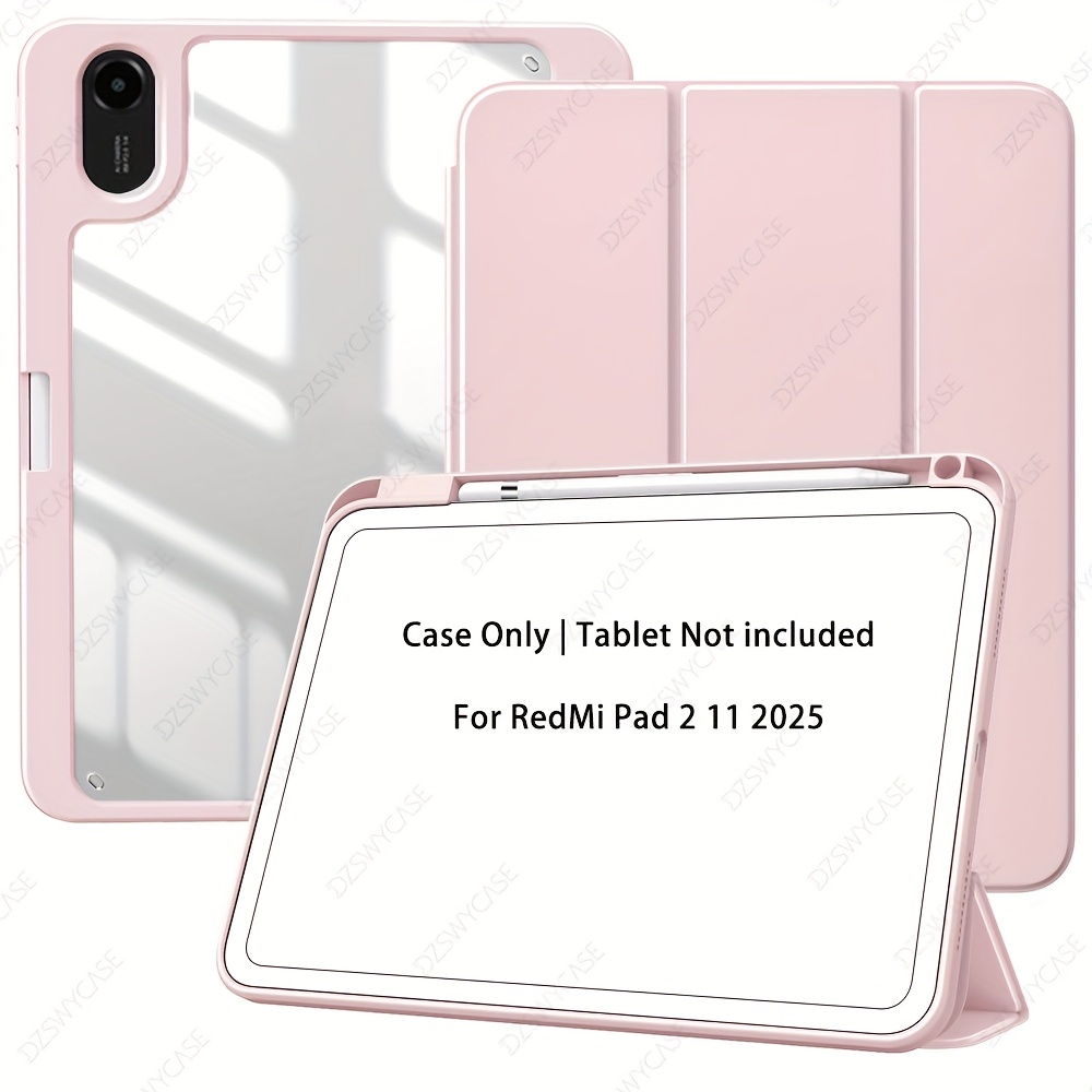 Hoesje Voor Redmi Pad 2 Pro 12.1 Inch (2025) – TPU Beschermhoes Met Standfunctie, Anti-kras En Magnetisch Slot (roze)