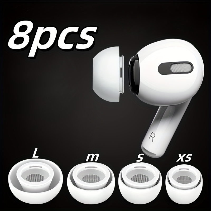 TEMU Lot de 8 embouts d'oreille de rechange souples et antidérapants pour écouteurs, blanc et noir, non électrique, matériau