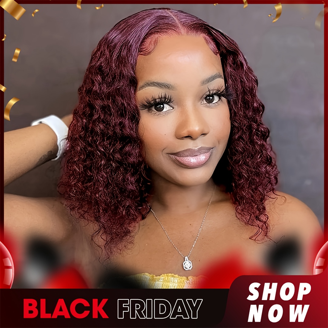 

180 Density Short Bob Wig 99j Transparent 13x4 Lace Front Wig Human Hair Wig Baby Hair Pre- Brazilian Natural Hairline For Women