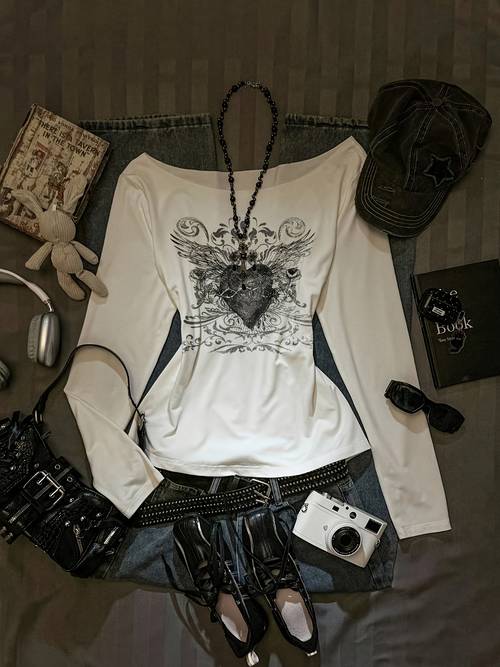 printed long sleeve t shirt