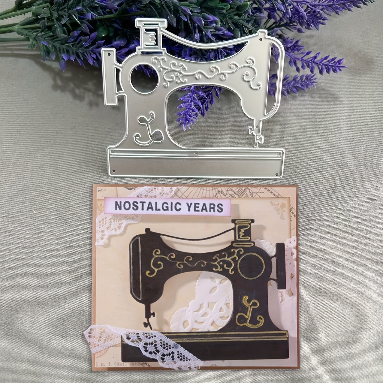 TEMU 1pc Sewing Machine Metal Die Cut, Diy Scrapbooking Embossing Stencil, Handmade Greeting Card Decoration Cutting Dies, Gift Card Making