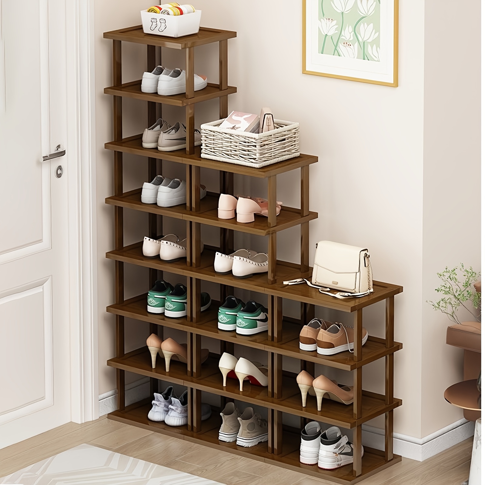 Vertical Shoe Rack - Tall Narrow Shoe Rack Organizer For Small Spaces ...