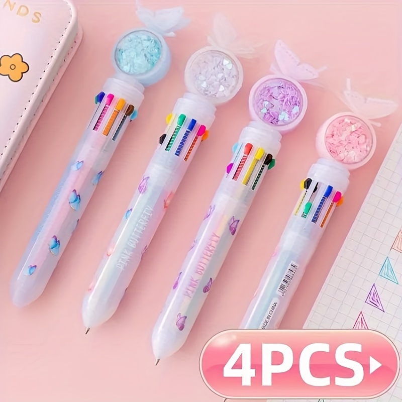 

4pcs Retractable Ballpoint Pens, 10-in-1 Color Changing Pens, , Plastic, With Ideal For Gifts And Artwork