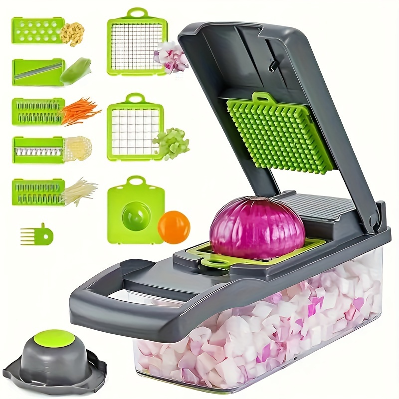 

16pcs Set Vegetable Chopper, Pro Onion Chopper, Multifunctional Food Chopper, Kitchen Vegetable Slicer Dicer Cutter, Veggie Chopper, Carrot Chopper With Container, Kitchen Stuff, Kitchen Gadgets