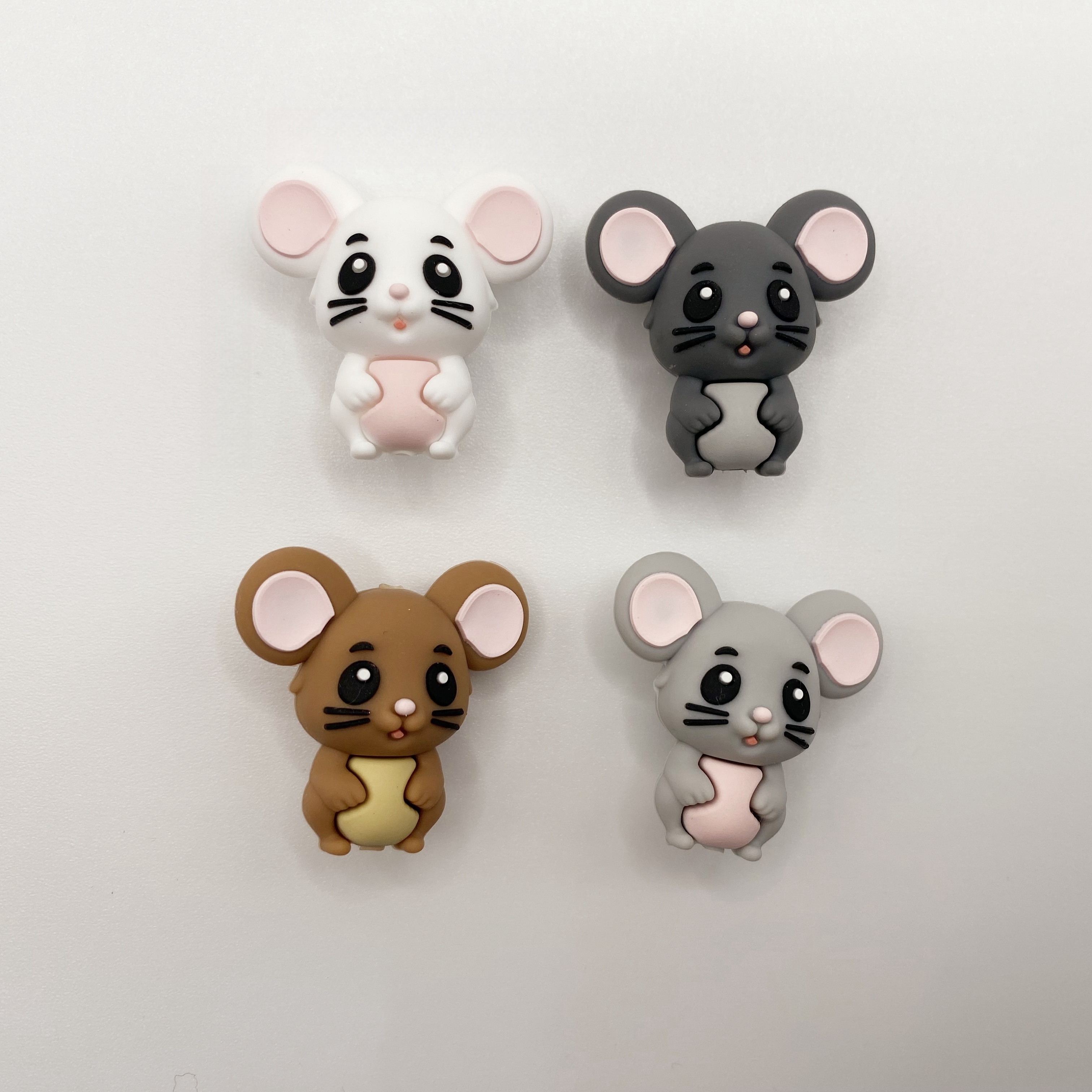 

4pcs Cartoon Mouse Silicone Beads - Bulk Rubber Beads For Diy Pens & Keychain Crafting, Loose, Beaded Pens