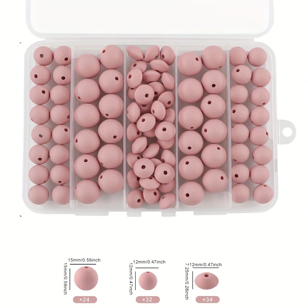 90pcs Mixed Round & Silicone Beads Set - Vibrant Making Essentials For Crafting Unique Bracelets And Necklaces - Includes Storage Box For Easy Organization
