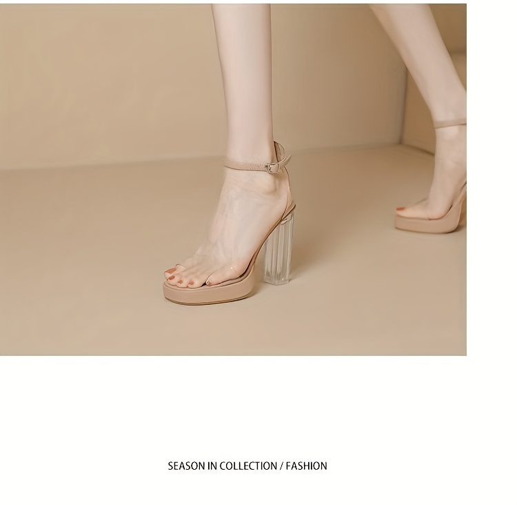Women's Summer Party Carnival, Holiday, Casual, Vacation Leisure Gathering Fashion Transparent Square Head Thick Heel Stable Not Tired Feet High Heels