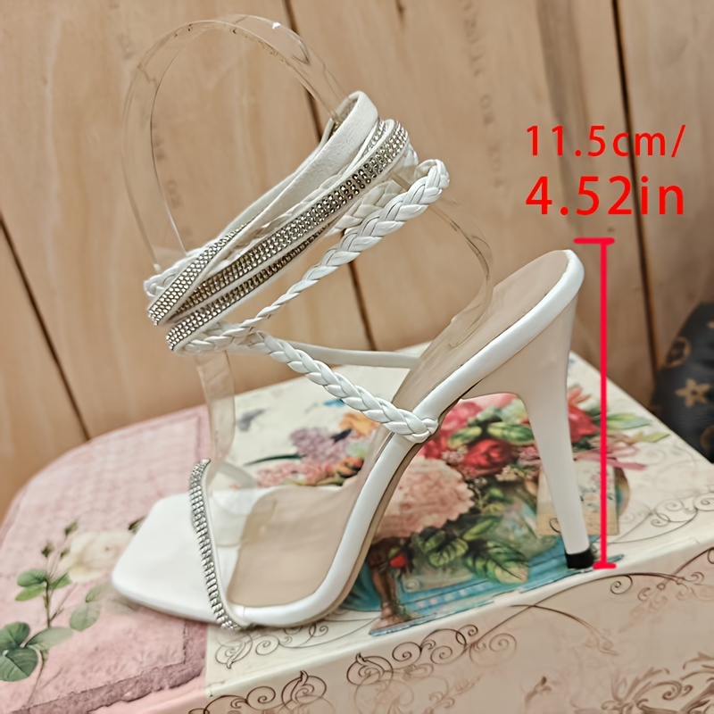 Women's Elegant Stiletto Heel Sandals - Open-Toe Lace-Up Summer Dress Shoes with Synthetic Cover & Rubber Sole for Dinner Parties, Evening Strolls & Formal Events, High Heel Sandals, Party Footwear, Glamorous Footwear, Secure Fit, Fashion Women