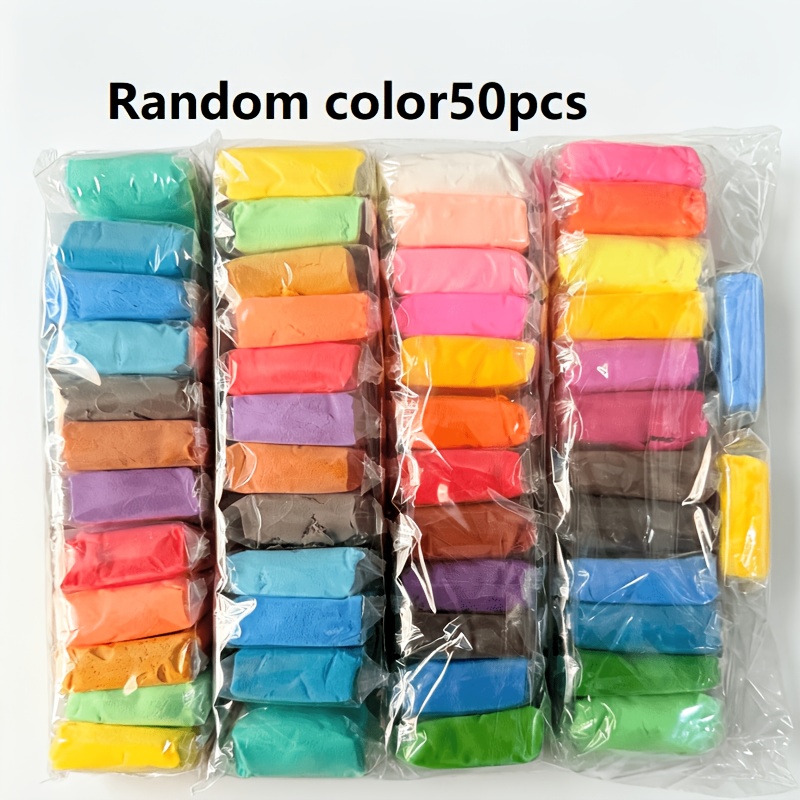 TEMU 50-color Modeling Clay, Random Colors With Carving Tools, Family Toy, Handmade Craft, School Arts And Crafts Kit, Diy Air Dry Clay For Birthday