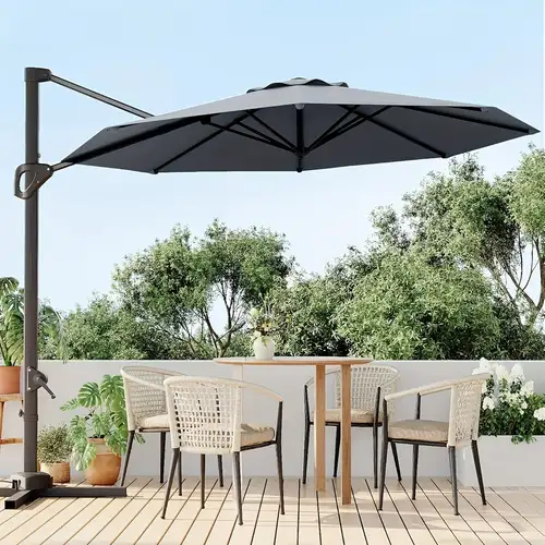 11 foot round patio umbrella Safavieh Venice 11' Round Crank Umbrella, White/Black