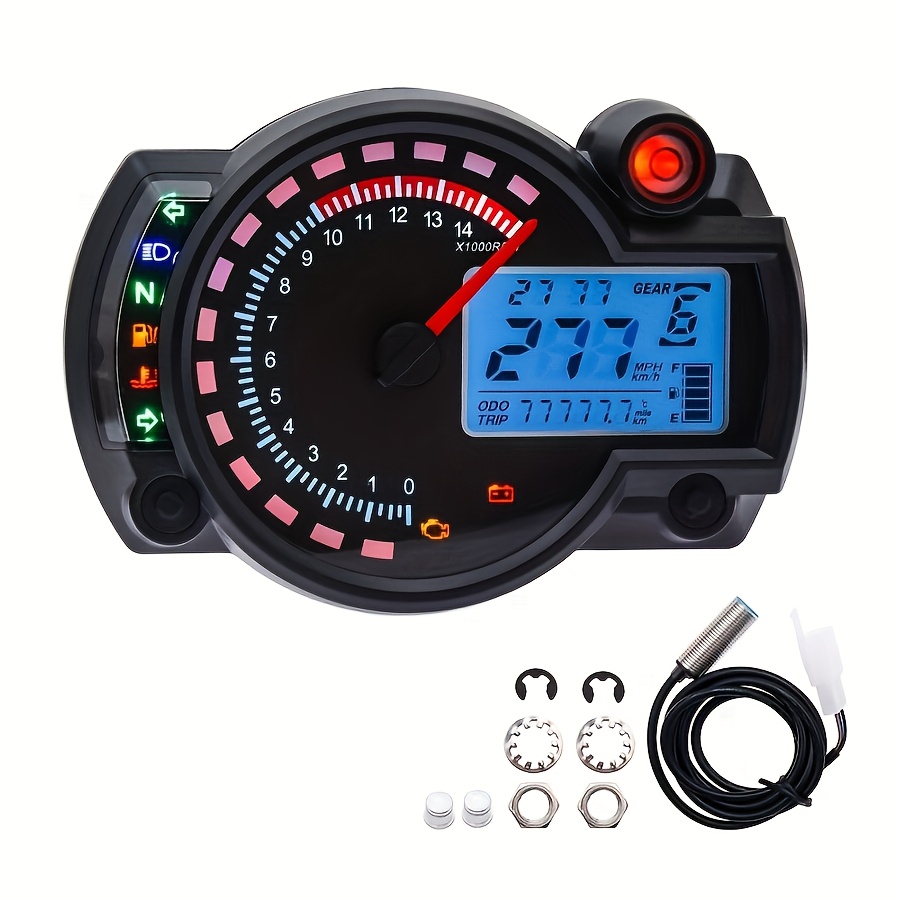 universal motorcycle speedometer with led   7   road motorcycle hour meter panel compatible with for honda for   yamaha and kawasaki without battery