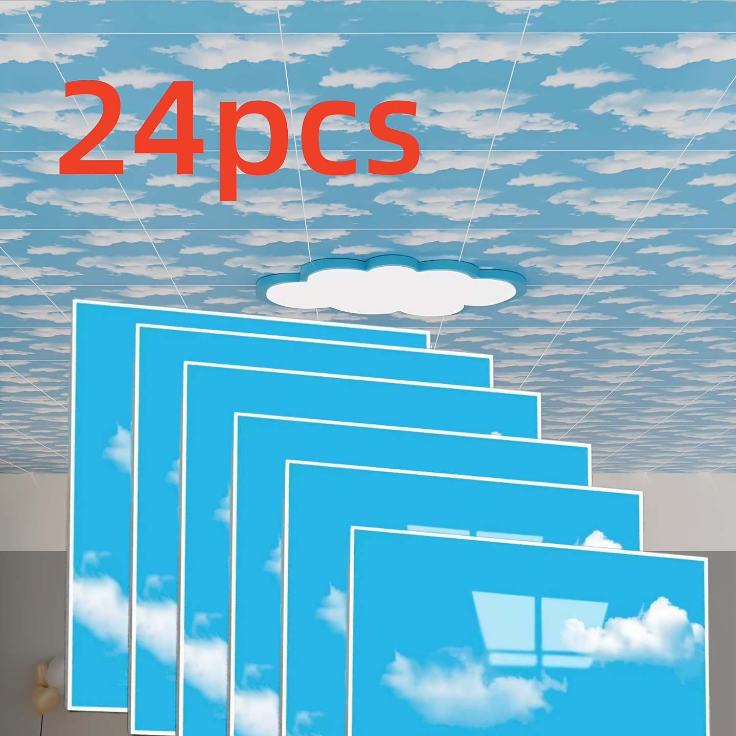 TEMU Lot de 24 panneaux muraux 30x30cm, autocollants pour plafond et mur, panneaux muraux en PVC de haute qualité, ignifuges, imperméables, légers et