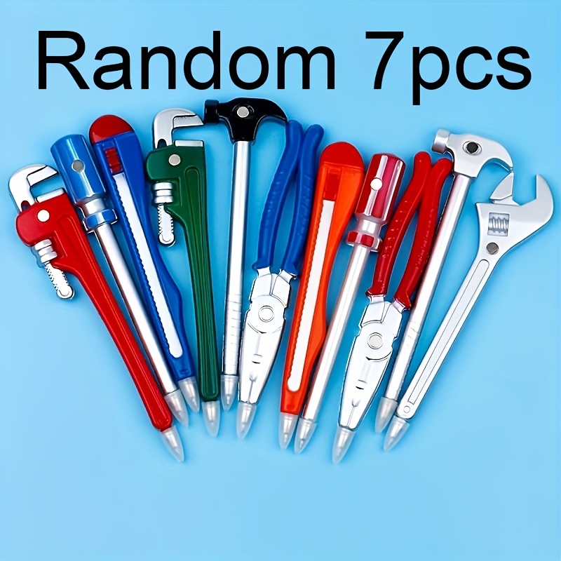 Tool-themed Ballpoint Pen Set - Random Color Quick-dry, Lightweight Design With Cartoon Wrench, Pliers, Screwdriver & Hammer Features - Perfect For Use, Gift, Hardware Tool Design