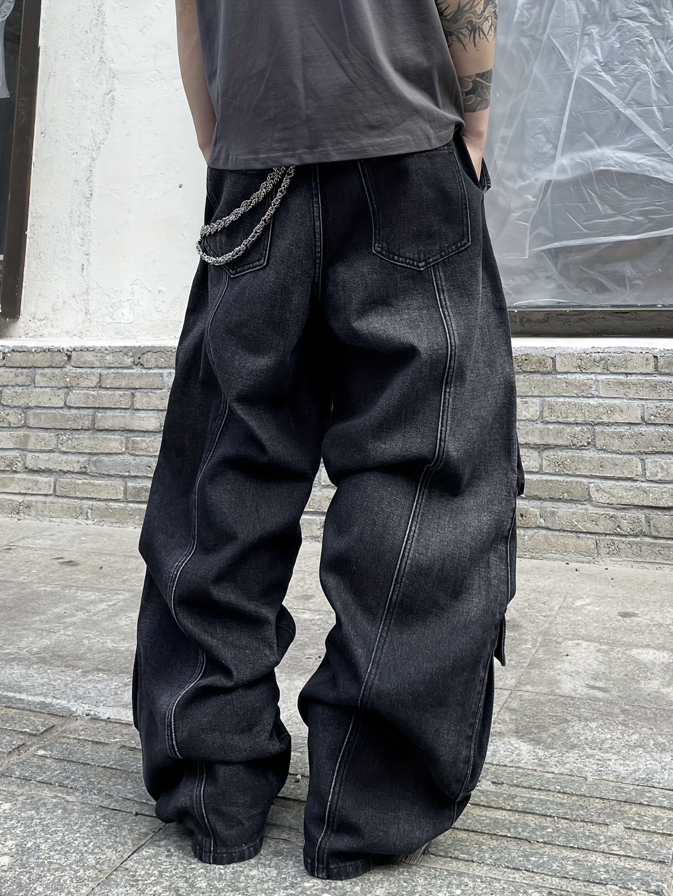 1pc multi pocket distressed denim flare jeans - Temu Germany