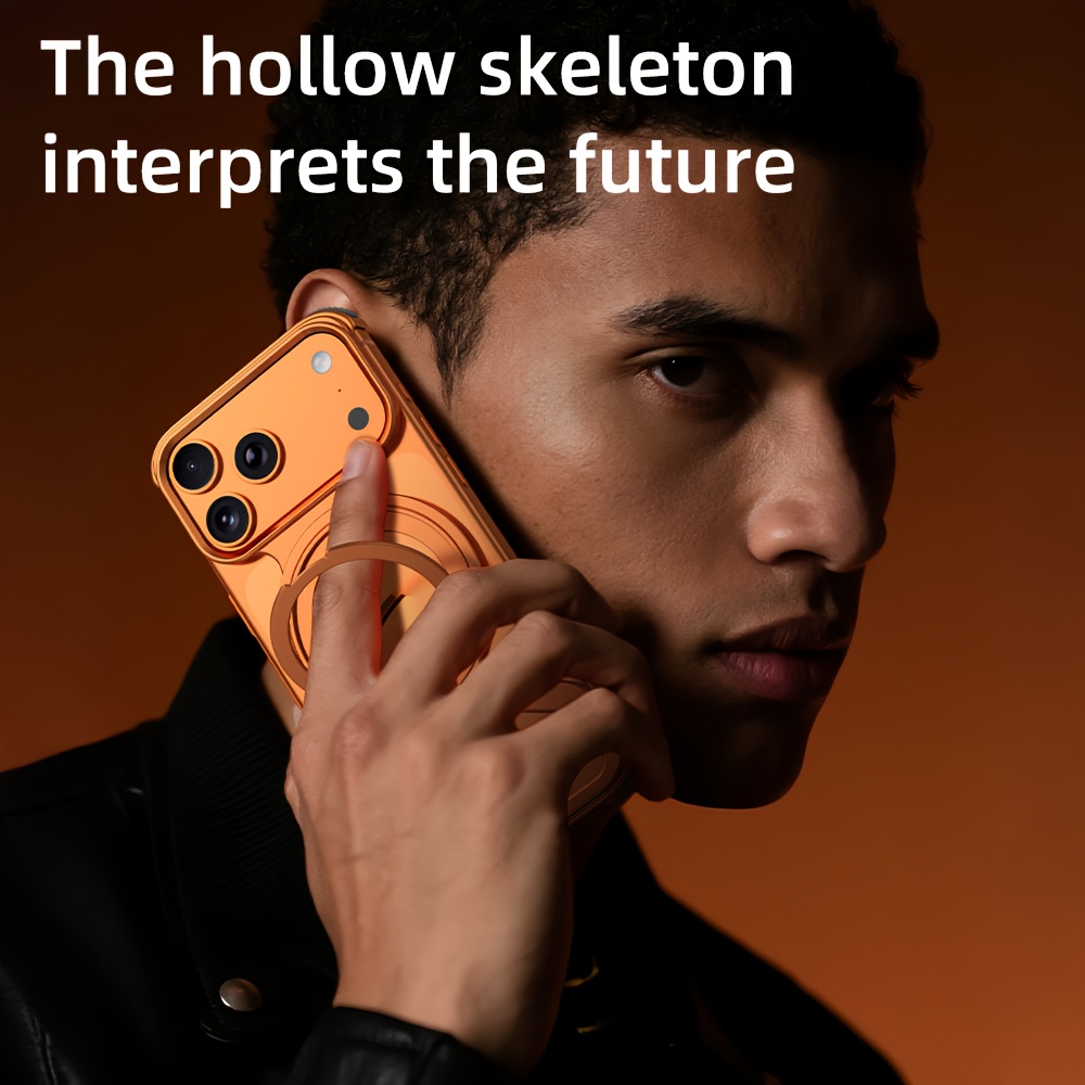 Phone Case - Compatible with Iphone 17/Iphone 17 Pro Max/Iphone 17 Air/Iphone 17 Pro[Metal Invisible Magnetic Stand Case]360-Degree Rotating Magnetic Stand with Borderless Hollow Heat Dissipation Protection Case