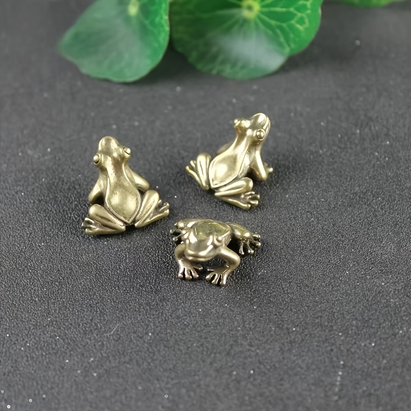 TEMU 3pcs Figurines de Grenouille Vintage Petites et Mignonnes Miniature Ornement de Bureau Décorations Ajouts Animal en Métal Grenouille Décor de