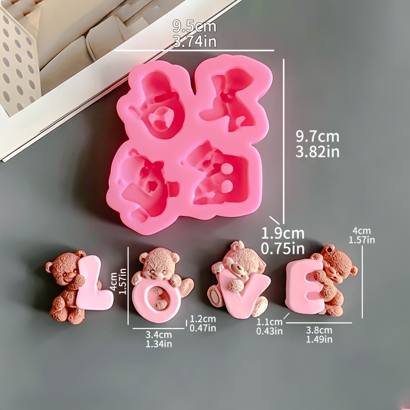 TEMU Love Little Bear Resin Clay Silicone Mold For Decoration