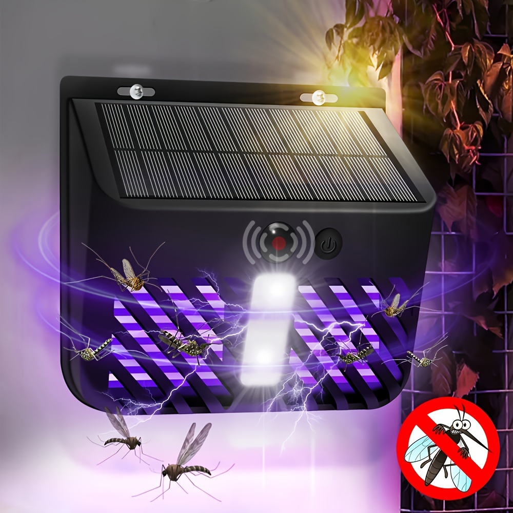 

1pc Outdoor Led Solar Mosquito Light, Uv Light To Attract Mosquitoes, Electric Shock Mosquito Light With Motion Sensor Body Sensor Wall Light For Garden, Walkway, Patio