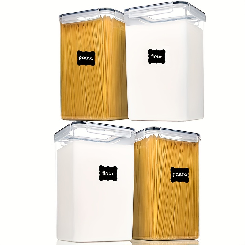 

2/4pcs Large Food Storage Containers With Lids Airtight, Flour Sugar Storage Containers, Plastic Canisters Sets For Flour, Sugar, Rice, Baking Supplies, With Labels & Maker