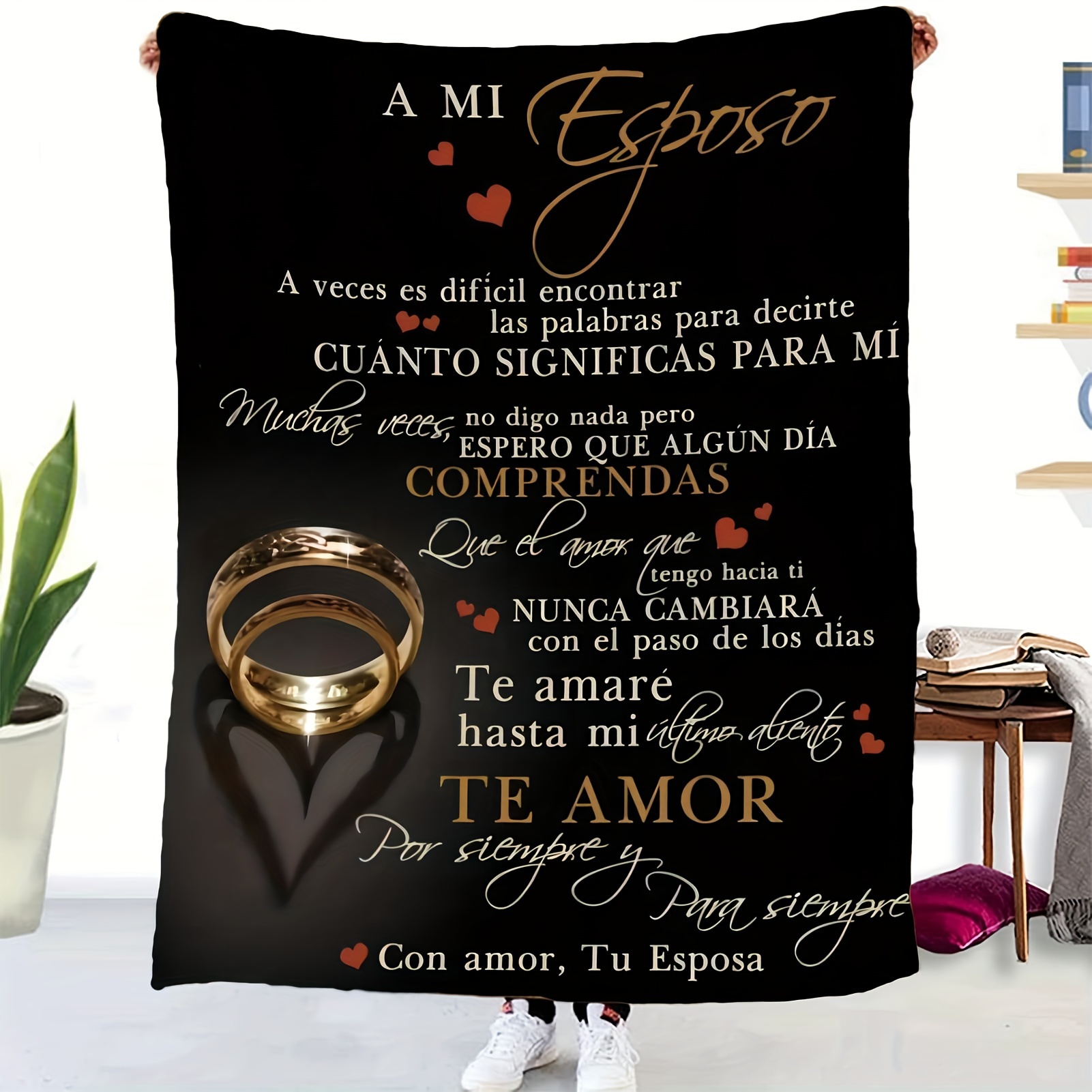 

Cozy Spanish Letter To Husband Throw Blanket - Modern Style, Soft & Comfortable For Travel, Camping, Sofa, Office Decor - Perfect Birthday Gift For Him