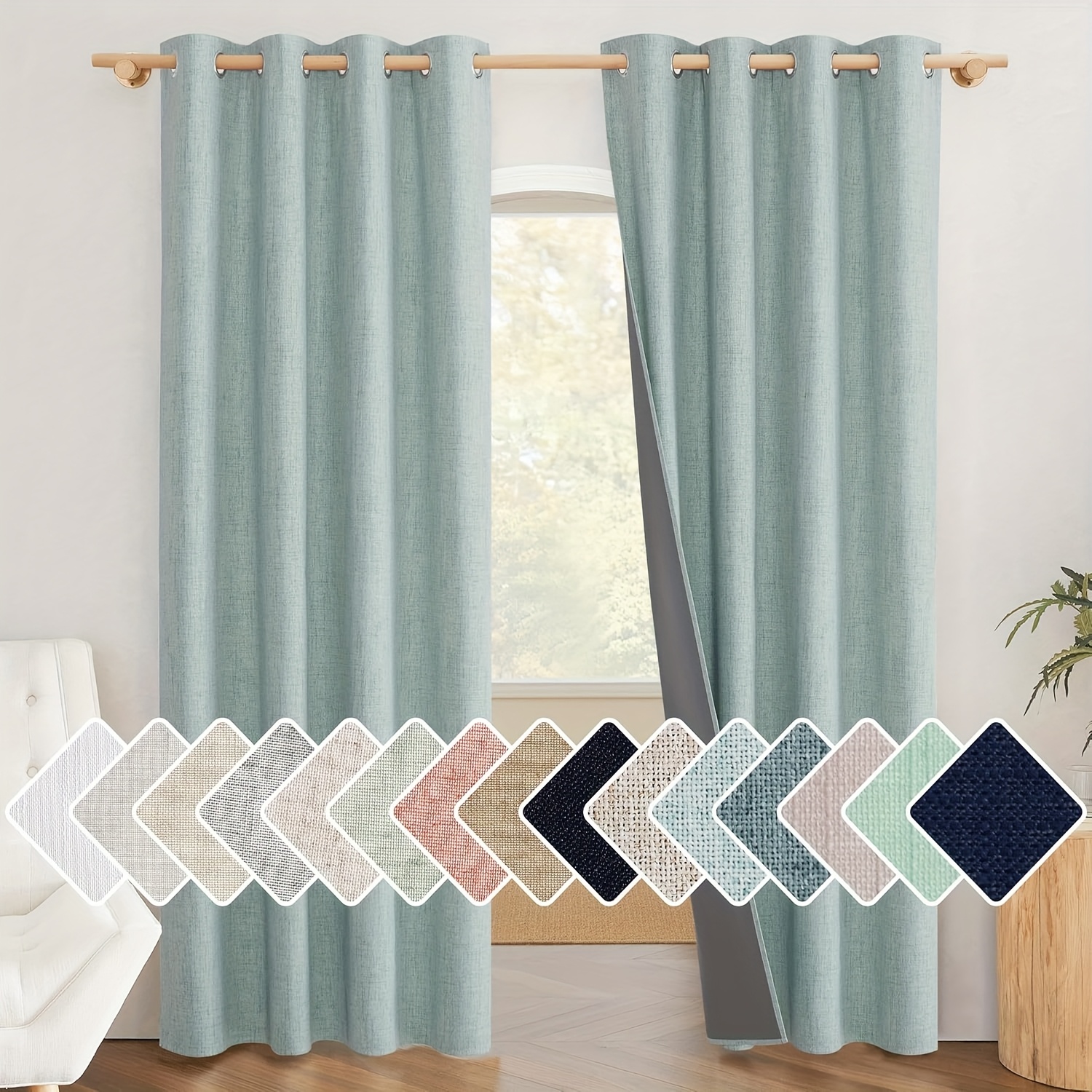 2 panels   blackout linen curtains burg for living room farmhouse thick completely blackout window thermal insulated drapes machine washable