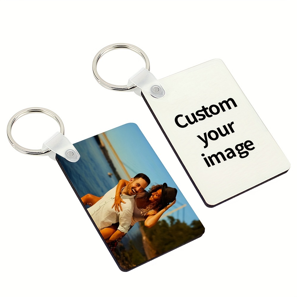 

1pc Custom Mdf Keychain, Heat Transfer Printing, Double-sided Photo Keyring For Women, Unique Craft Gift