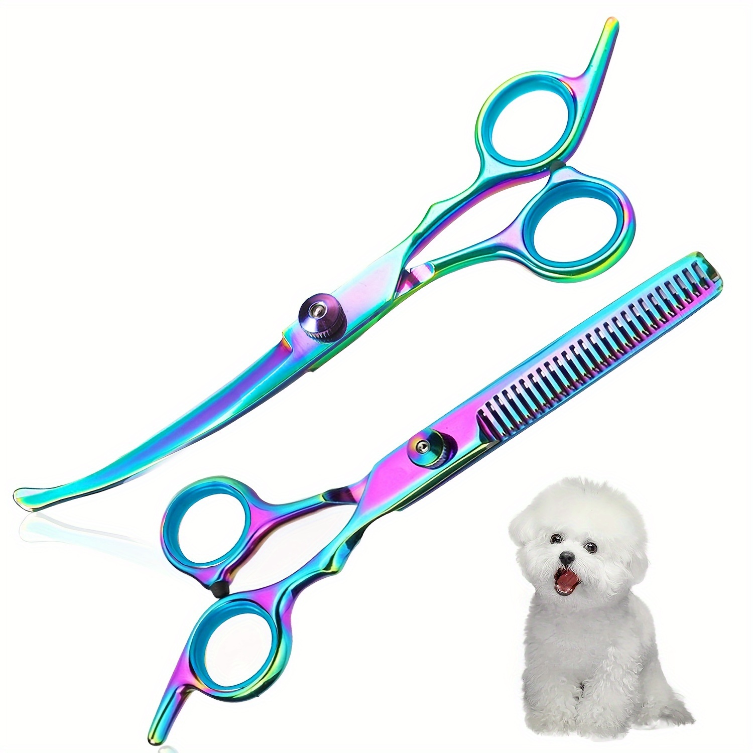 

Professional Stainless Steel Pet Grooming Scissors - Orientation, Hair Trimming Shears With Round Head, Safety Blades, Thinning Shears For Dogs And Cats