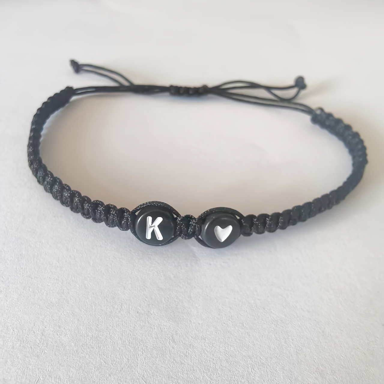 Stylish Adjustable Black and White Heart Couple's Letter Bracelet