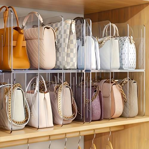 4 tier clear acrylic organizer for purses handbags books multi purpose desktop storage rack with 4 sections for neat organization utility racks