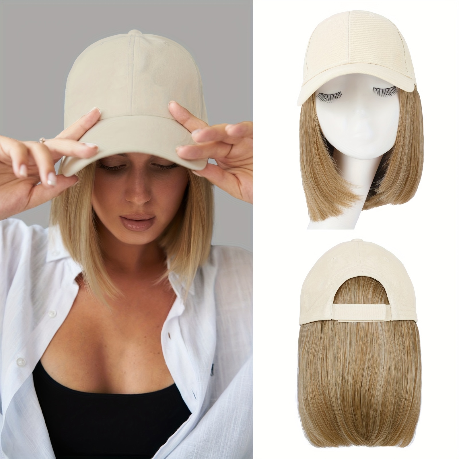 hats with hair sold on Temu United States