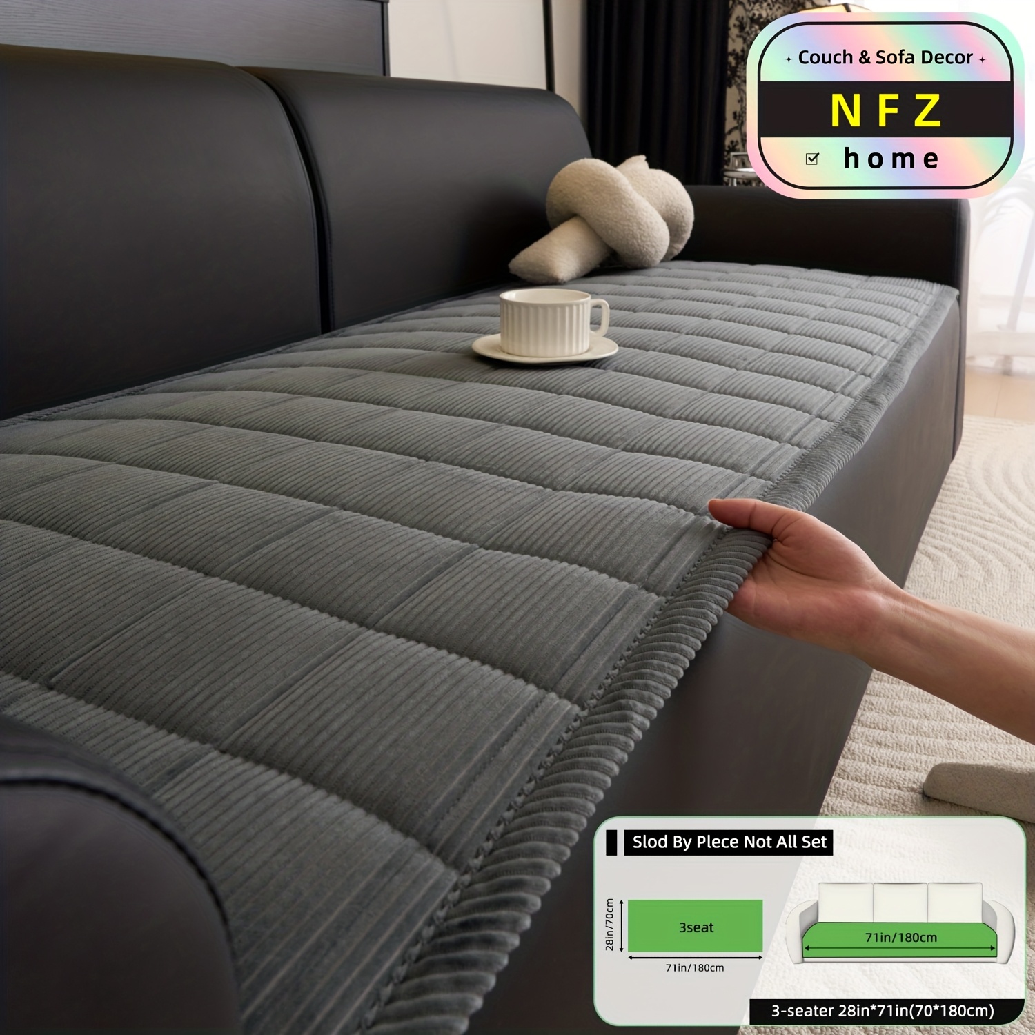 E-shop Retro Verdicktes und Warmes Cord Sofa Kissen mit Anti-Rutsch-Funktion für den Winter, Dicke Kissenauflage, Tierfreundlich, Waschmaschinenfest,