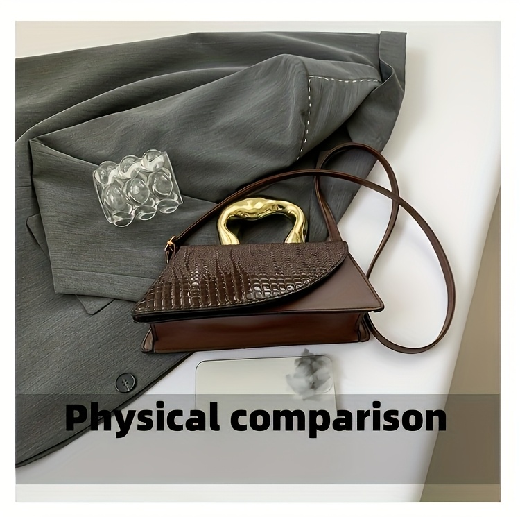 1pc 6 Colors to Choose from - Elegant Crocodile Imitation Clutch - Fashionable And Versatile Shoulder Crossbody Bag - with Detachable Shoulder Strap - Waterproof Evening Bag with Golden Swan-Shaped Handles, Adding Elegance And Sophistication, Suitable for Matching Simple And Capable Clothing, And for Attending Weddings, Parties And Banquets - Choose from Black/White/Blue/Grey And Other Colors.