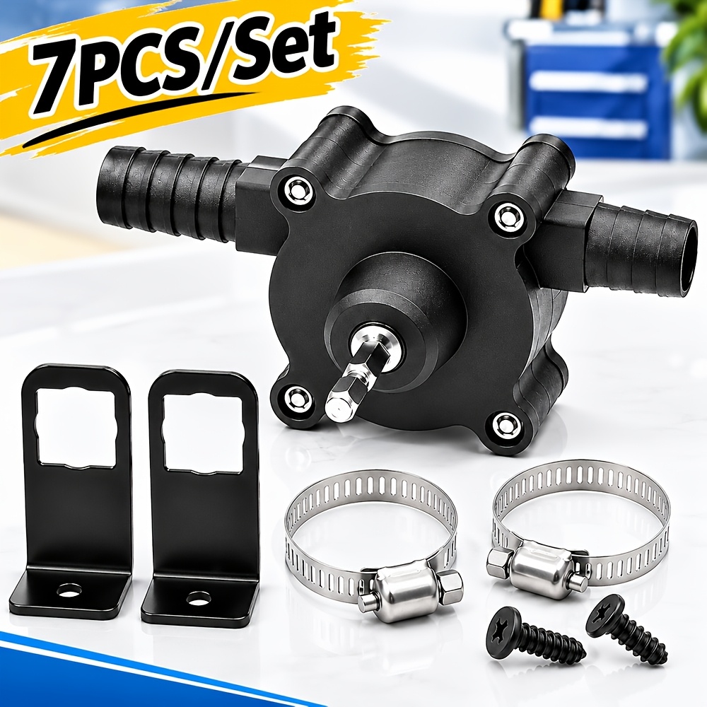 TEMU 7pcs/set Heavy-duty Water Pump, Water Pump 1pc, Metal Leg Stand 2pcs, Clamps 2pcs, Screws 2pcs, Portable Water Pump, Operates Without Batteries,
