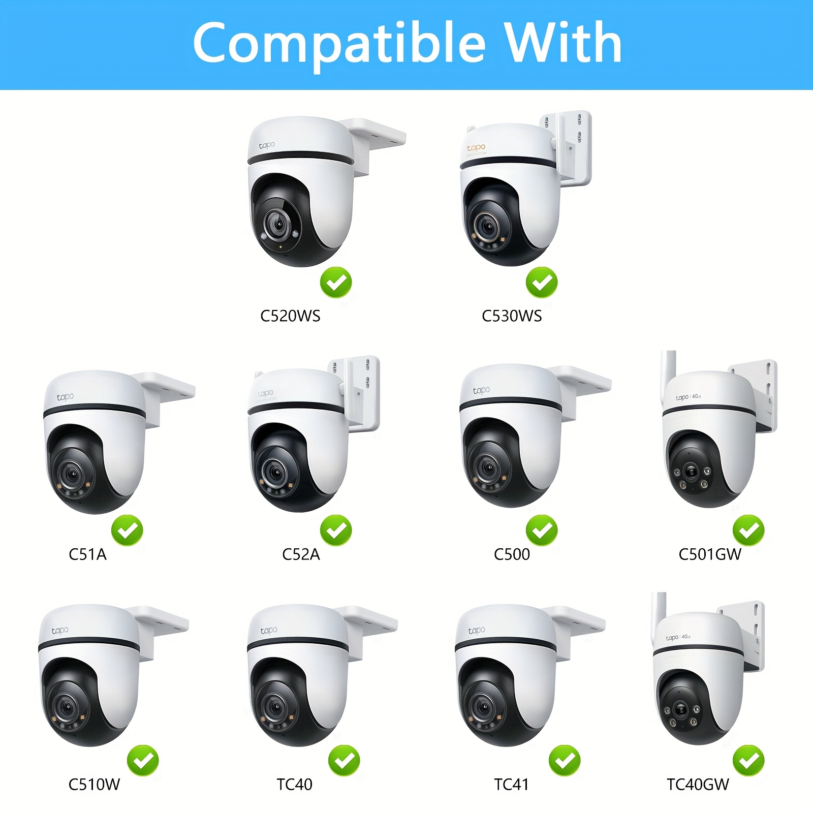 Aquarium Bracket, for Tp-Link Tapo Outdoor Pan/Tilt Wi-Fi Security Camera (C530WS C520WS/C510W/C500/C501W/TC40GW/C51A/C52A), SEHMUA RBX-S73 Solar Security Camera
