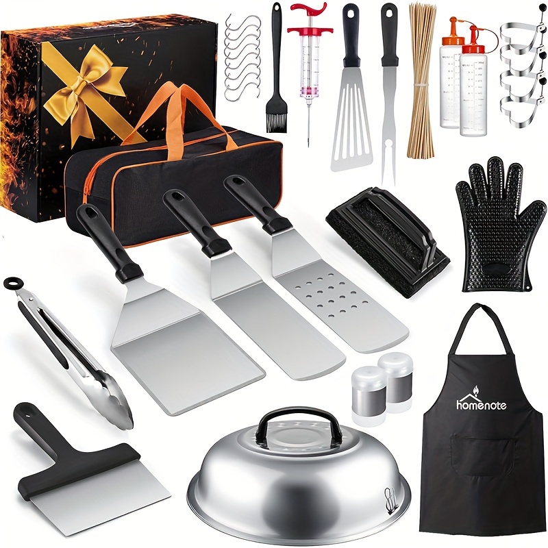 

Griddle Accessories Kit, 131 Pcs Flat Top Griddle Accessories For Blackstone, Heavy Duty Griddle Tool Kit With Burger Spatula, Melting Dome, Griddle Scraper For Outdoor Grilling
